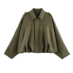Women's Bomber Jackets Coats Fashion Turn-down Collar Long Sleeve Loose Coats Vintage Female Outerwear Chic Tops - Image 8