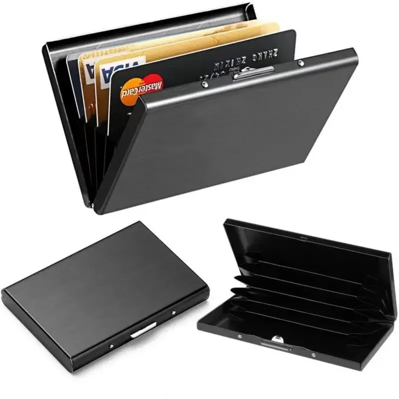 S85239e4b950f4f15a94cd1a4a4f94a41q.webp Anti-Scan RFID Blocking Card Holder - Aluminum Metal Wallet for 6 ID/Bank Cards Business Credit Card Case with Secure Protection - Image 1