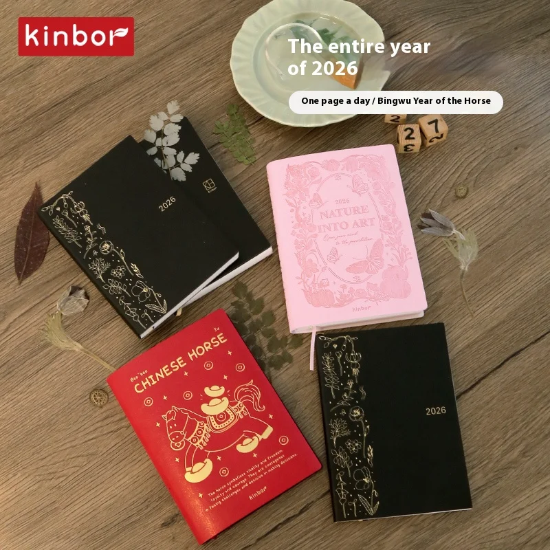Sc00c3994eced484aacf216d4bcb136deI.webp Kinbor Notebook 2026 Planner A5 A6 Full Year Agenda Schedule Daily Timeline Weekly Plan Efficiency Notebooks for School Office - Image 1