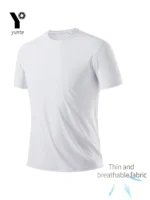 Round Neck T-Shirt 7-Piece White Ultra-Light Men's Quick-Drying Breathable Sweat-Absorbent Shirt Suitable for Fitness Gym and Ru - Image 3