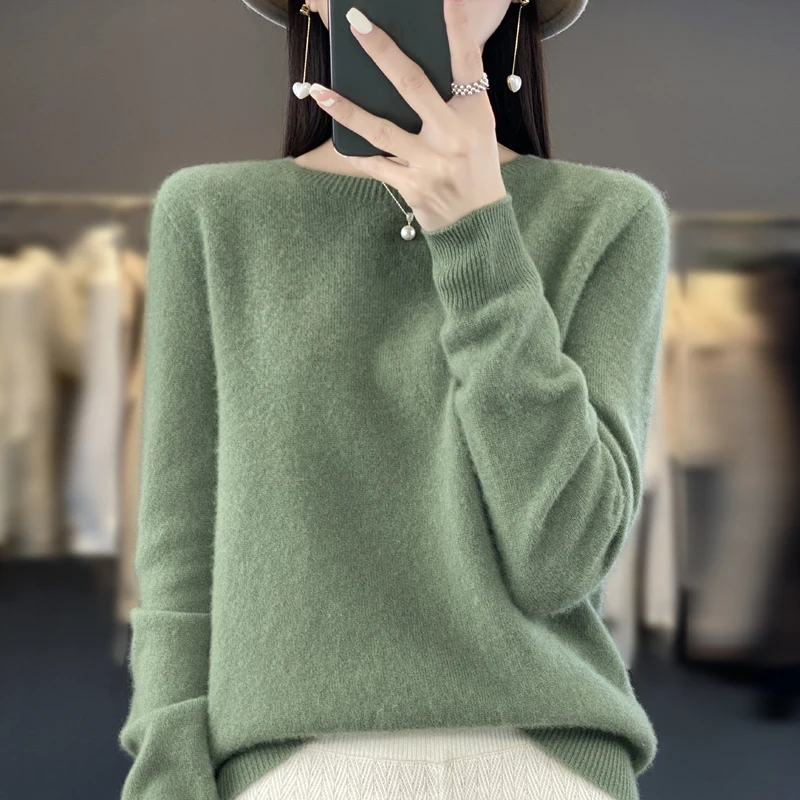 Seeac8c4bcb144df5a69d417cec38da87b.webp New cashmere sweater women's sweater in autumn and winter 100% merino wool fashion O-neck autumn warm pullover top - Image 1
